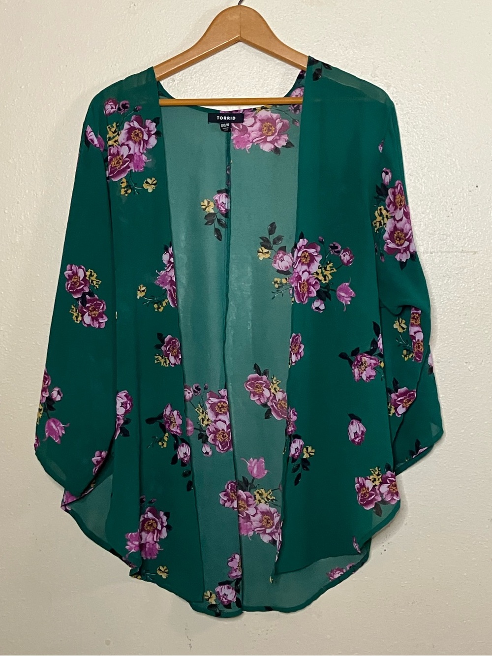 torrid Teal Green Floral Open Front Duster